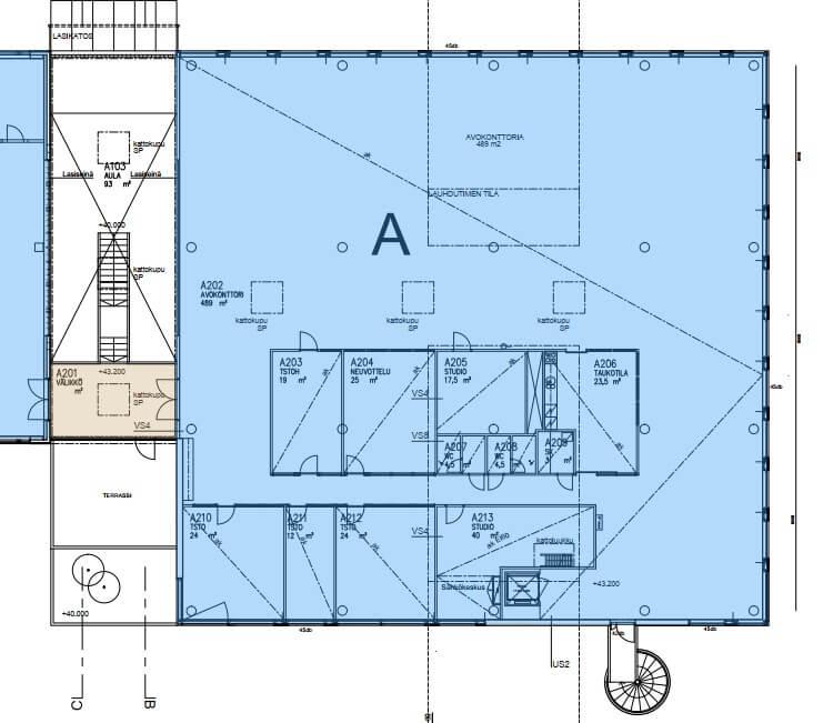 Ansatie 5, 686m2, 2. kerros, Toimistotila