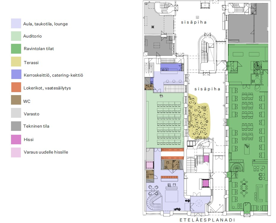 Eteläesplanadi 10, 369m2, 1. kerros, Ravintolatila