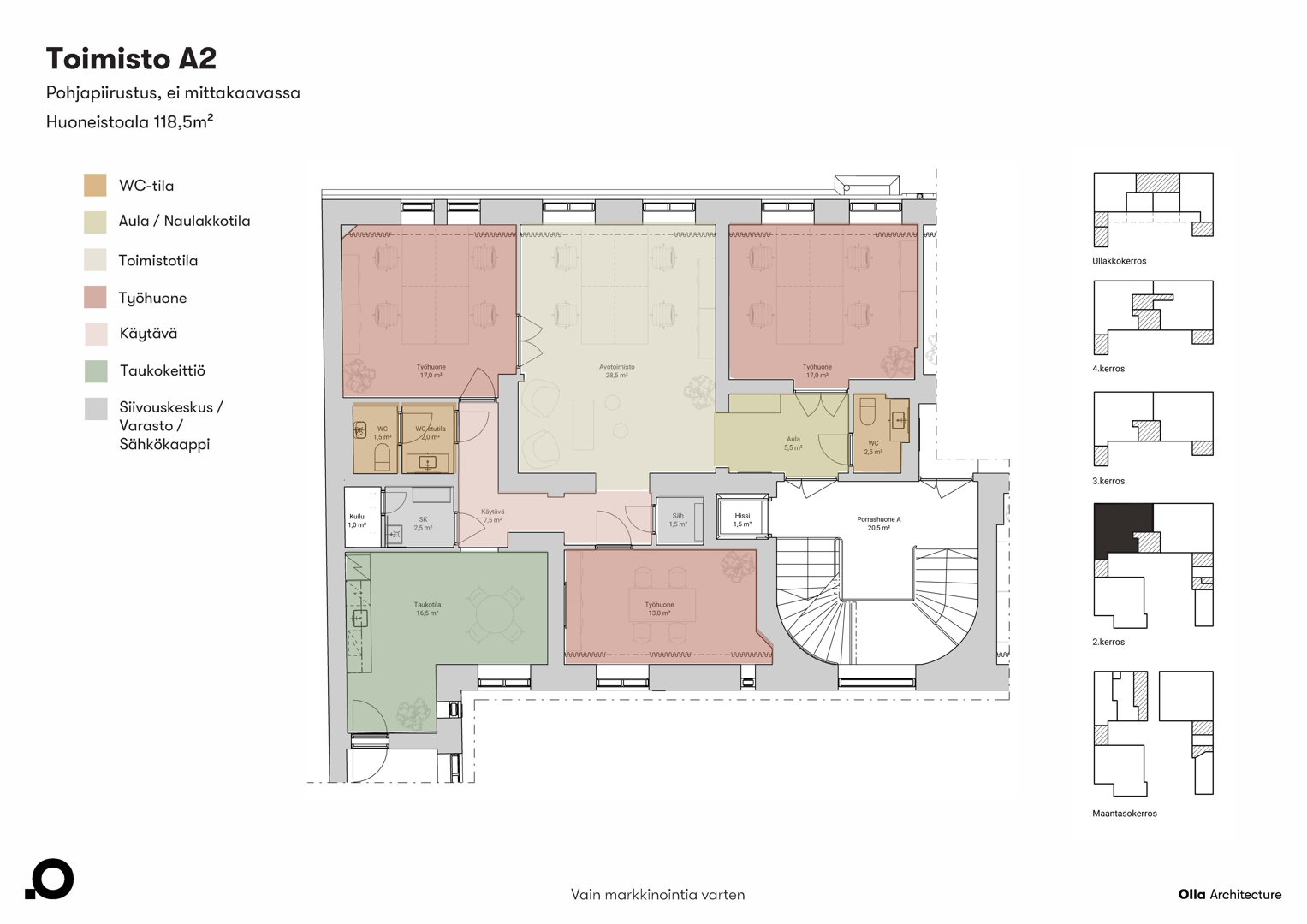 Eerikinkatu 4, 118m2, 2. kerros, Toimistotila