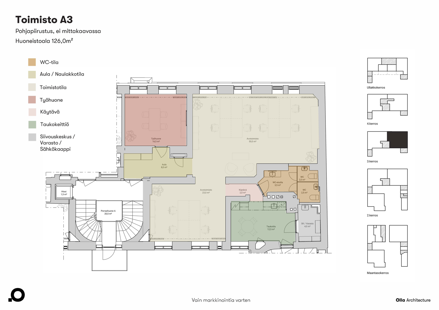Eerikinkatu 4, 126m2, 3. kerros, Toimistotila