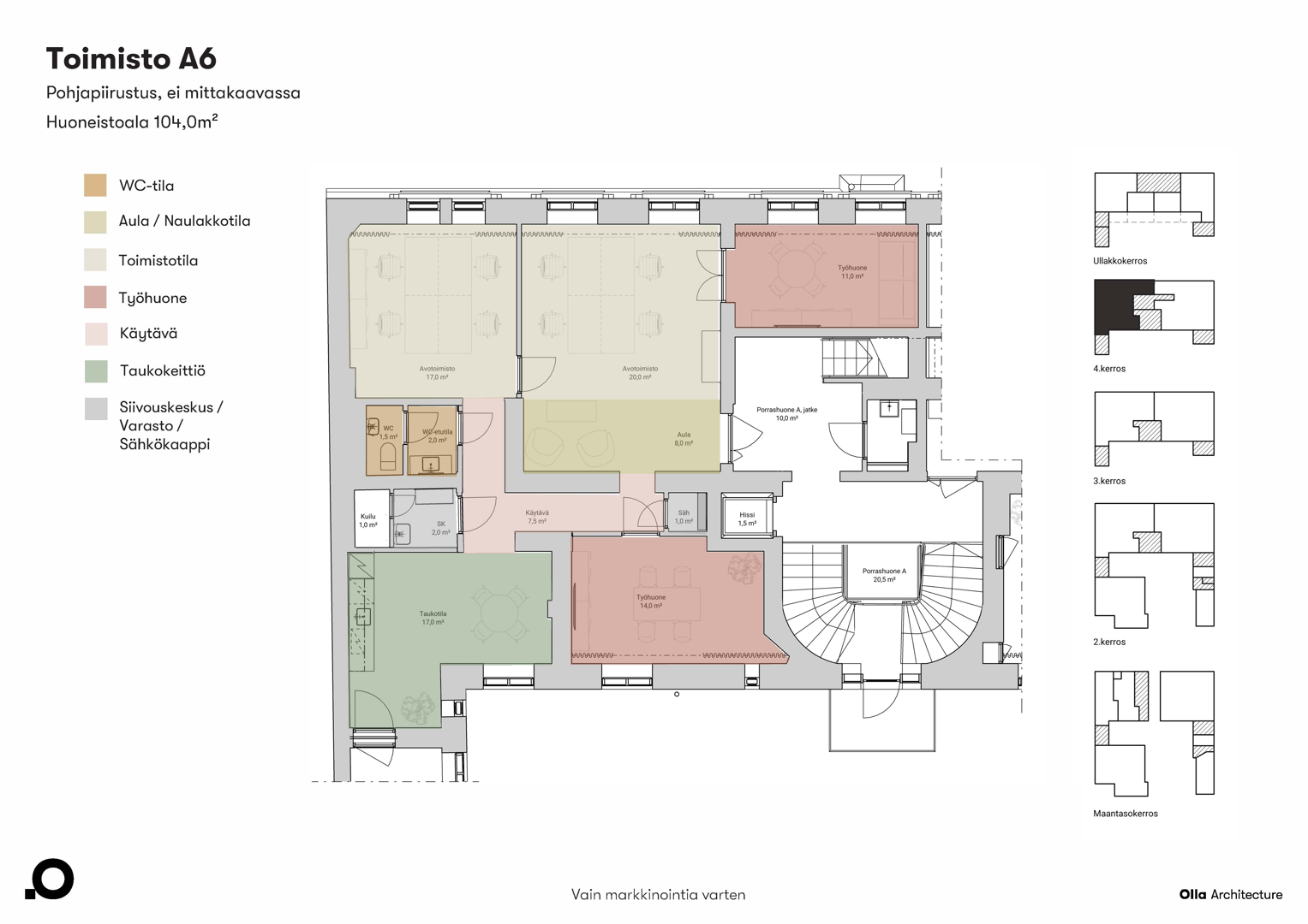 Eerikinkatu 4, 104m2, 4. kerros, Toimistotila