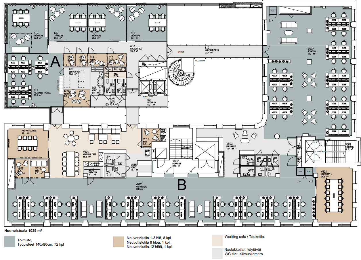 John Stenbergin ranta 2, 1029m2, 6. kerros, Toimistotila