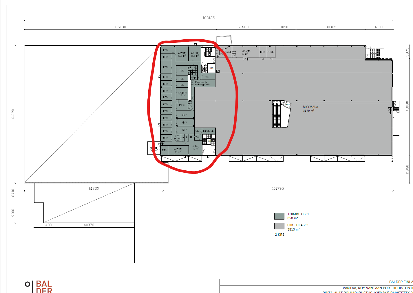 Porttipuistontie 1, 858m2, 2. kerros, Toimistotila