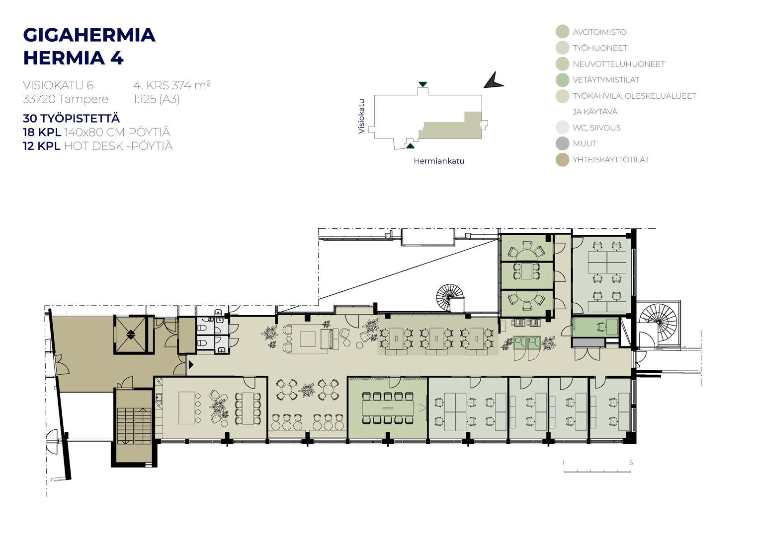 Visiokatu 6 TAMPERE, 374m2, 4. kerros, Toimistotila
