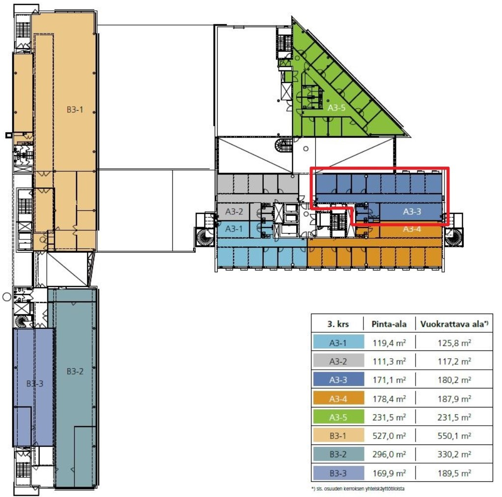 Keilaranta 1 A, 180m2, 3. kerros, Toimistotila