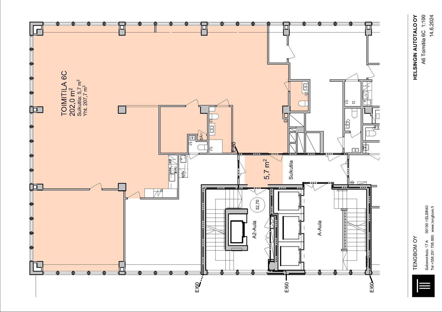 Salomonkatu 17, 207m2, 6. kerros, Toimistotila