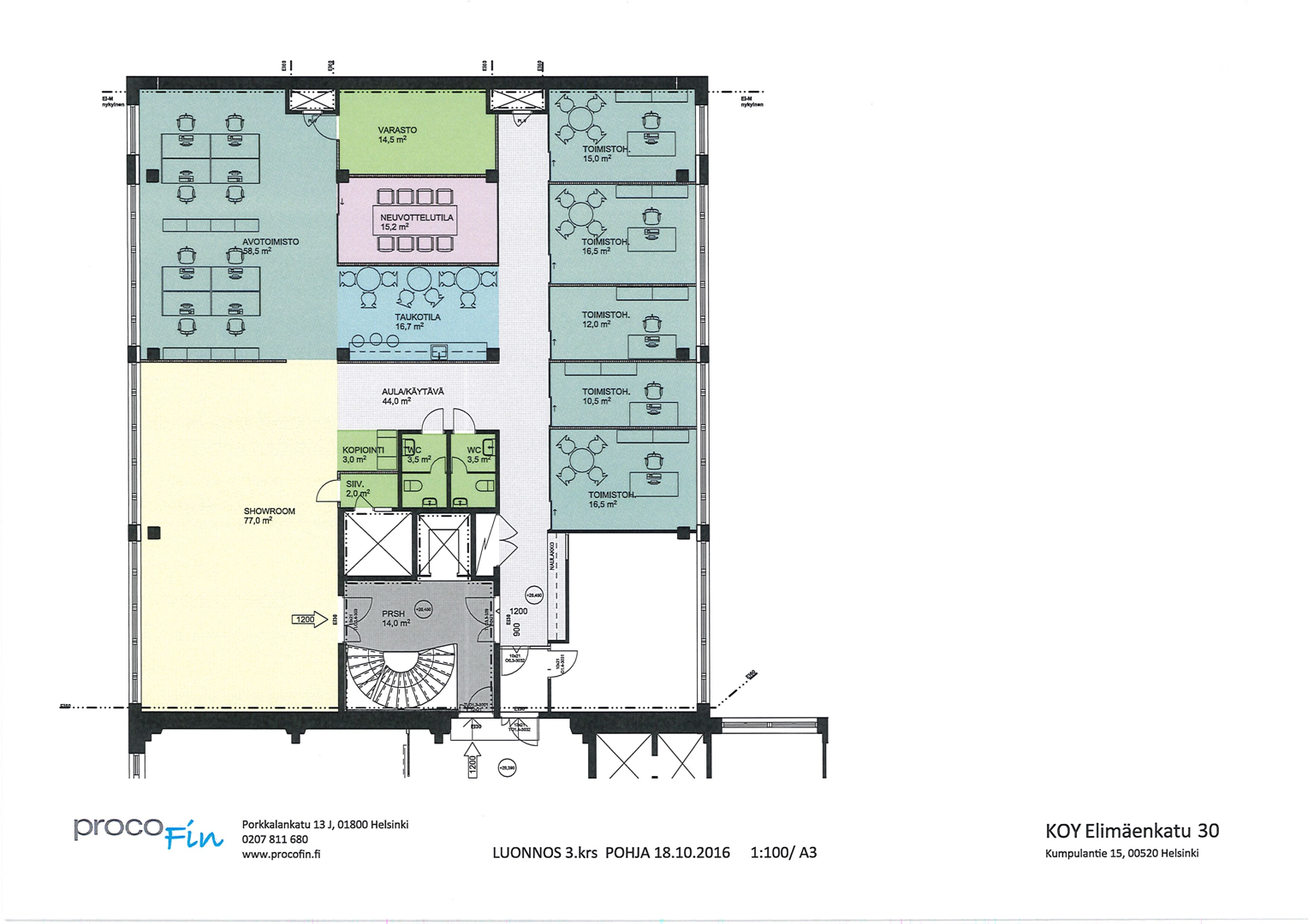 Kumpulantie 15, 310m2, 3. kerros, Toimistotila
