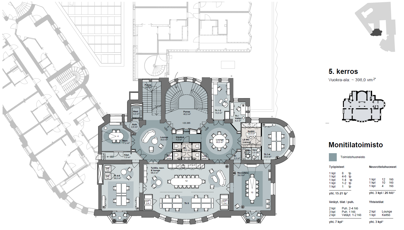 Mannerheimintie 5, 398m2, 5. kerros, Toimistotila