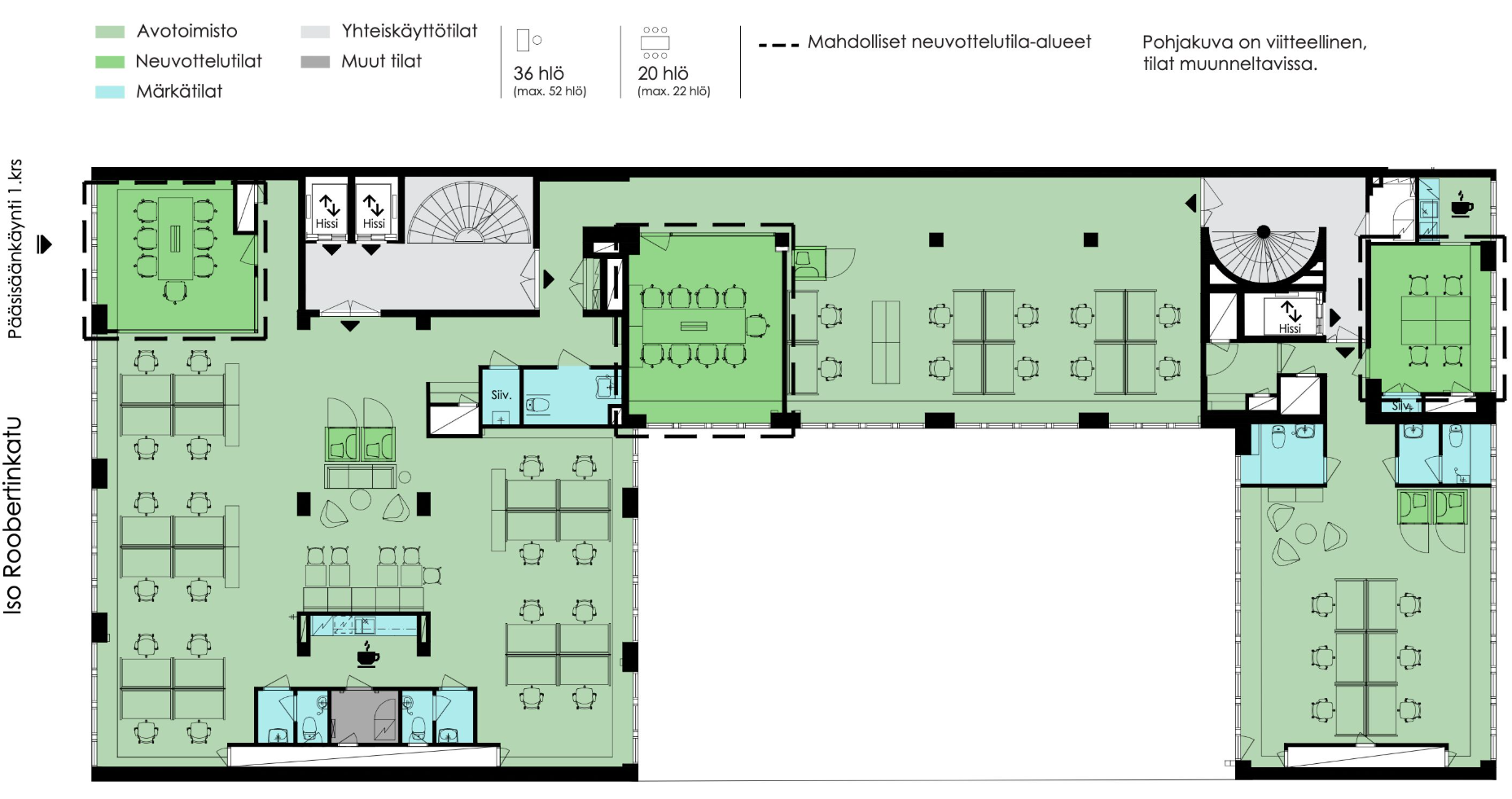 Iso Roobertinkatu 21-25, 437m2, 5. kerros, Toimistotila