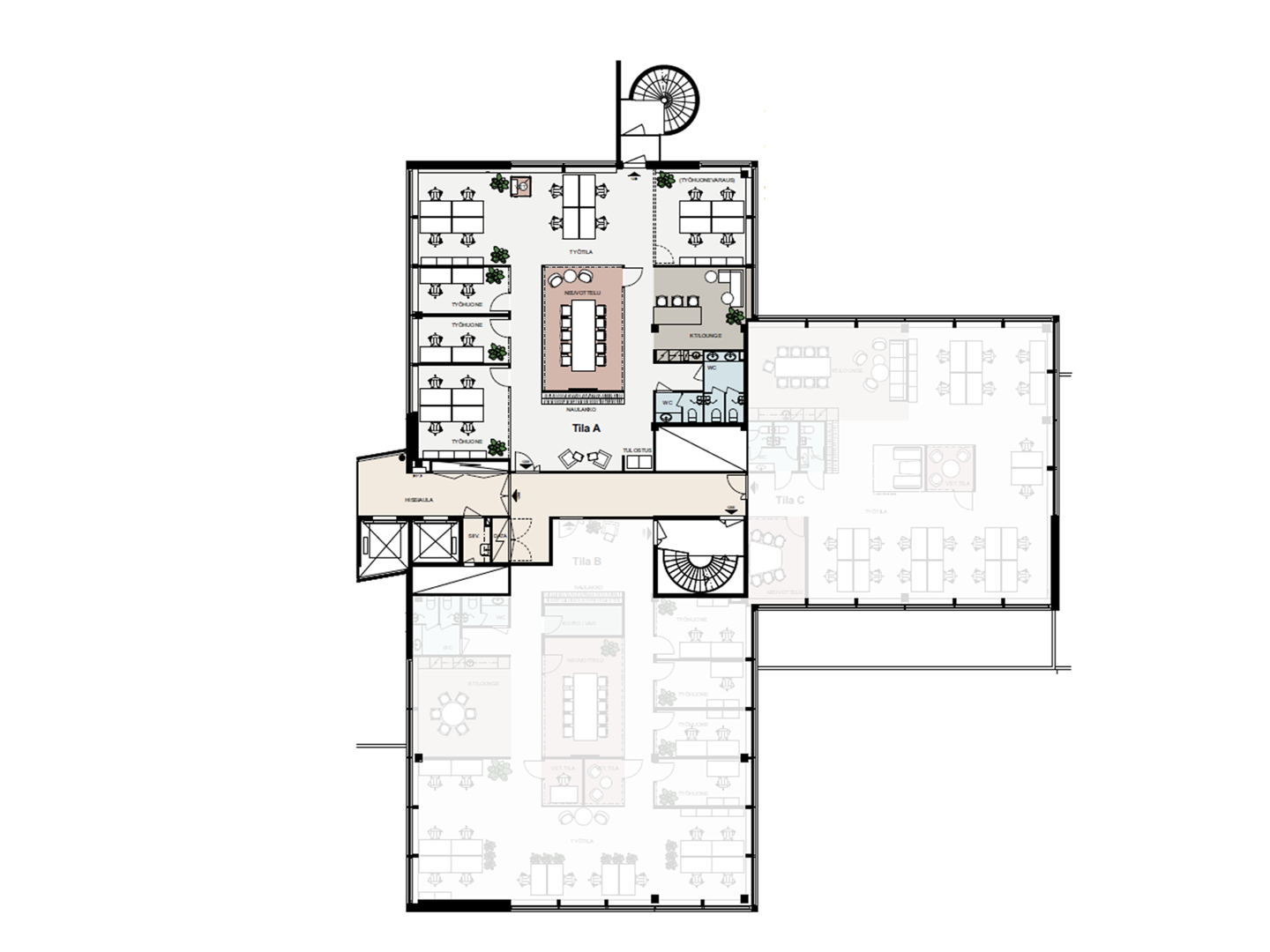 Keilaranta 12 D-talo, 266m2, 2. kerros, Toimistotila