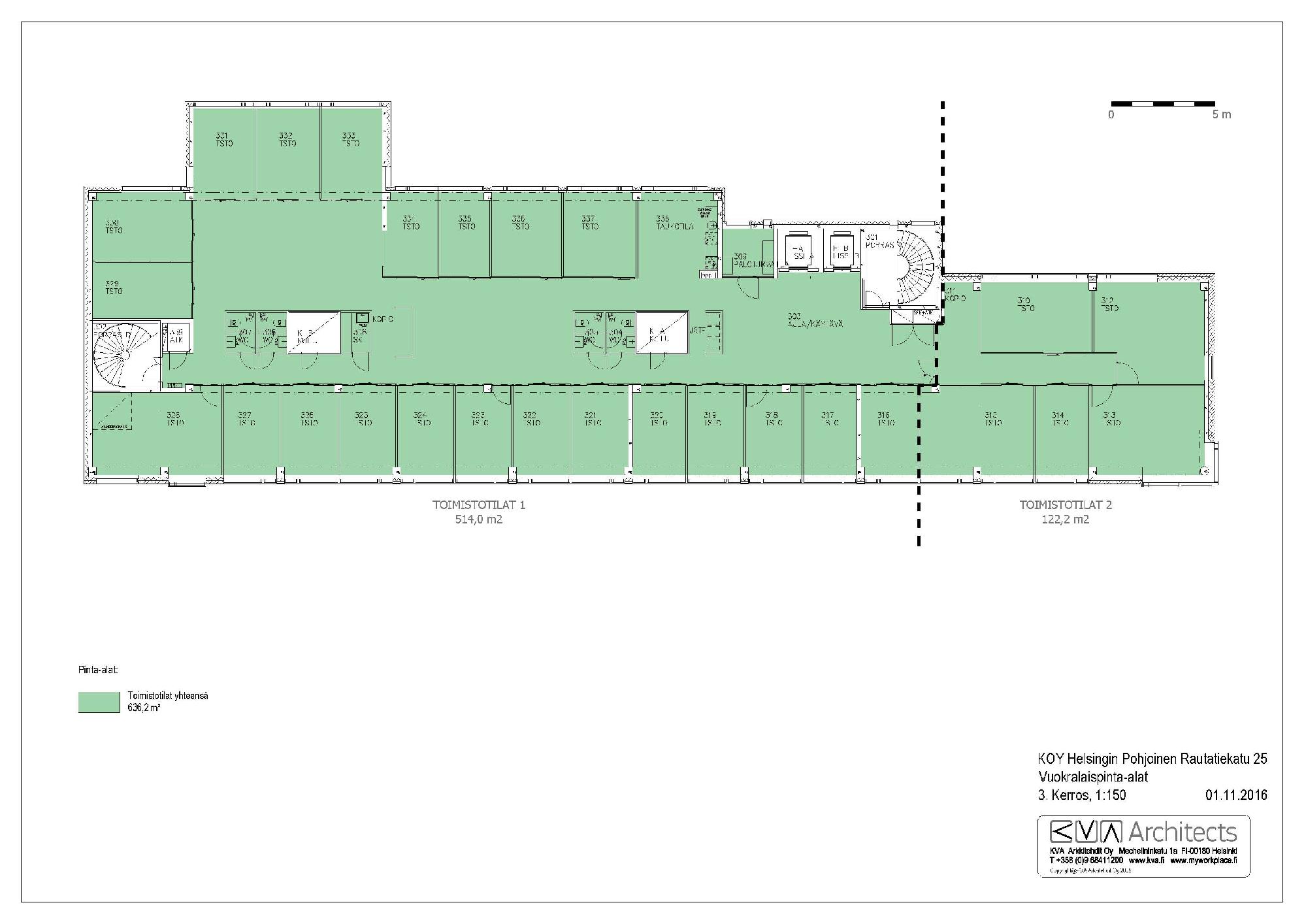 Pohjoinen Rautatiekatu 25, 638m2, 3. kerros, Toimistotila